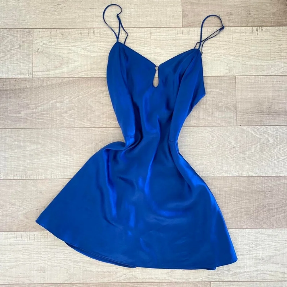 Vintage Pure Silk 1990s Victorias Secret  Royal Blue Slip Dress - Picture 5 of 16